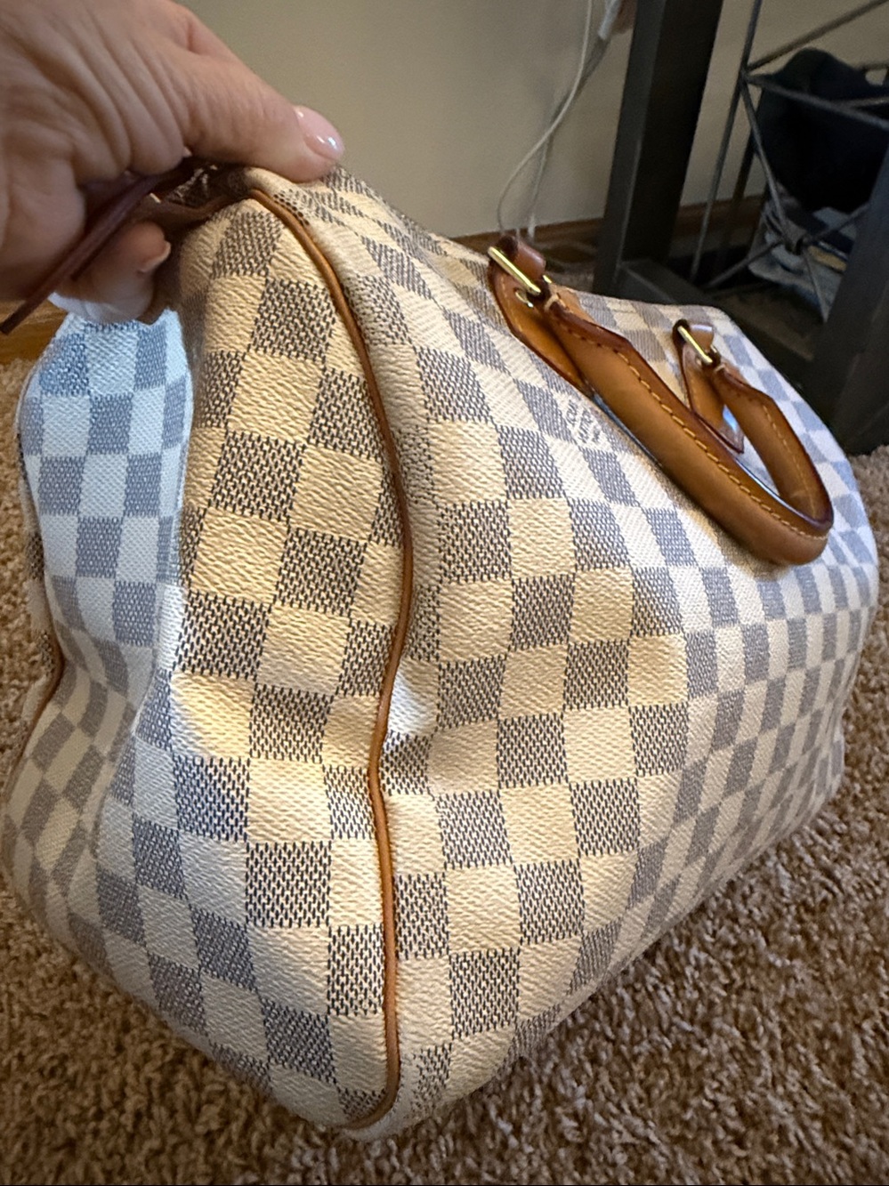 Louis Vuitton Damier Azur Speedy 30 Handbag - Cream/Light Brown - Picture 13 of 16
